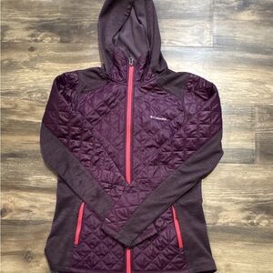 Columbia Women's Hooded Ski Jacket - Plum and Coral